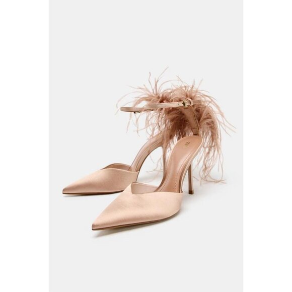 ZARA FEATHER HIGH HEELS - Picture 1 of 6